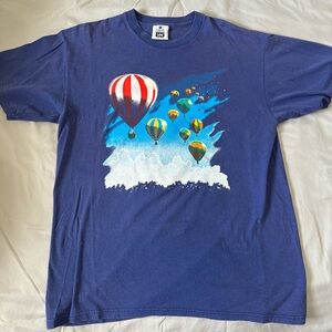 Vintage Lee Blue T-Shirt with Hot Air Balloon Print